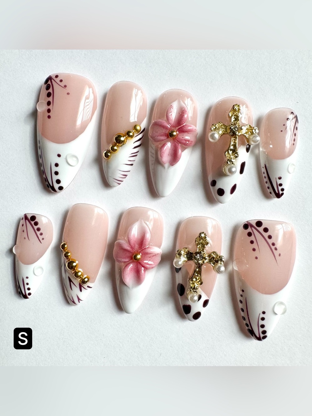 Nude and White French Tip Press-On Nails